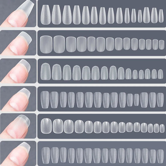 120PCS Matt presse-på negle tips Soft Full-Cover Oval Almond Falske negle til DIY Manicure