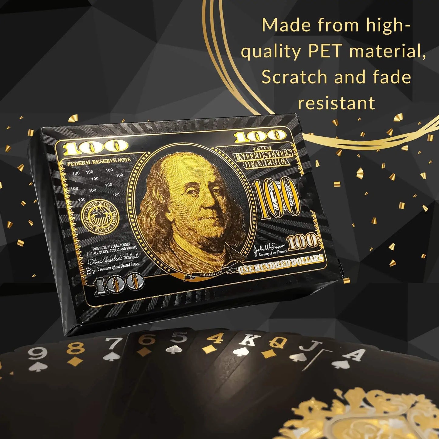 55PCS Gold Foil spillekort 24K Gold Plastic Poker sæt, vandtæt og holdbar Magic spil kort