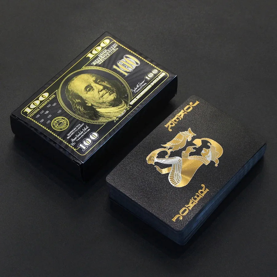 55PCS Gold Foil spillekort 24K Gold Plastic Poker sæt, vandtæt og holdbar Magic spil kort