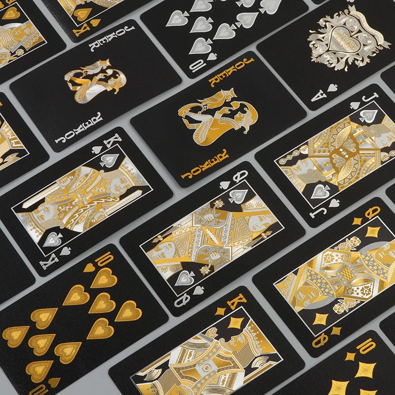 55PCS Gold Foil spillekort 24K Gold Plastic Poker sæt, vandtæt og holdbar Magic spil kort