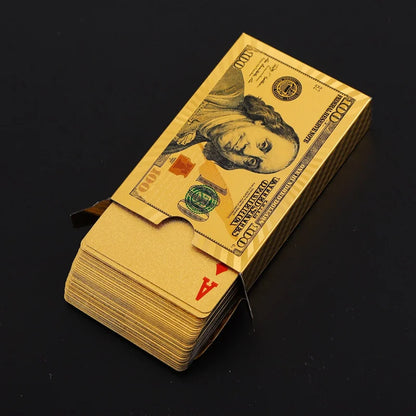 55PCS Gold Foil spillekort 24K Gold Plastic Poker sæt, vandtæt og holdbar Magic spil kort