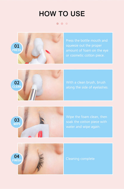 Natuhana 60ml Eyelash Extension Shampoo Mousse Lash Rengøringsskum for falske øjenvipper, skånsomt & ikke- irriterende makeup værktøj