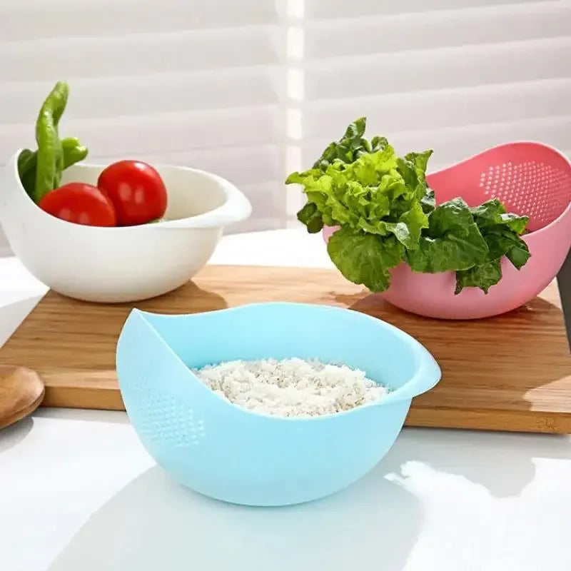 1PC Plastic Ris Sieve & Drain Basket med handtag – Multi-Purpose Kitchen Strainer Bowl för tvätt ris, grönsaker och frukter