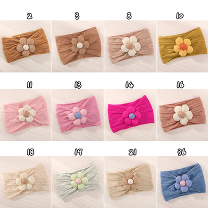 1Pc Baby Nylon Headscarf - Handgjorda blomhuvudband för nyfödda flickor, Toddler Elastic Hair Turban