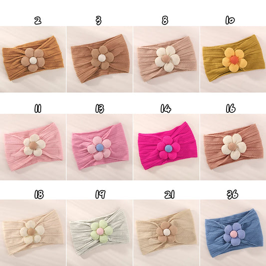 1Pc Baby Nylon Headscarf - Handgjorda blomhuvudband för nyfödda flickor, Toddler Elastic Hair Turban