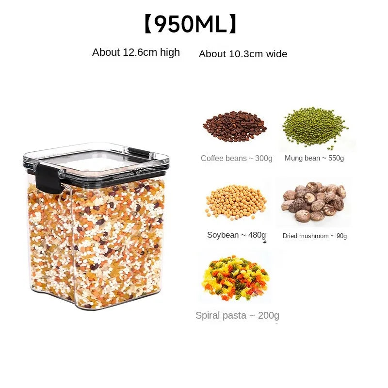 1PC Lufttæt forseglet opbevaringskrukke • Plastkorn, Pasta & krydderier Container • Fugt-Proof Kitchen Organizer Box