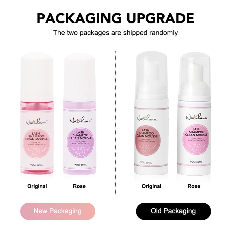 Natuhana 60ml Eyelash Extension Shampoo Mousse Lash Rengøringsskum for falske øjenvipper, skånsomt & ikke- irriterende makeup værktøj