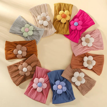 1Pc Baby Nylon Headscarf - Handgjorda blomhuvudband för nyfödda flickor, Toddler Elastic Hair Turban