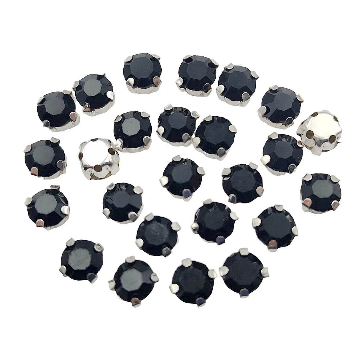 Round Glass Rhinestones with Claw – Silver Base Sew-On Crystals for Clothing, Shoes, and Crafts