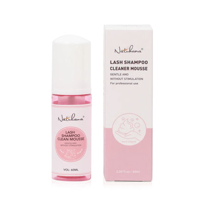 Natuhana 60ml Eyelash Extension Shampoo Mousse Lash Rengøringsskum for falske øjenvipper, skånsomt & ikke- irriterende makeup værktøj