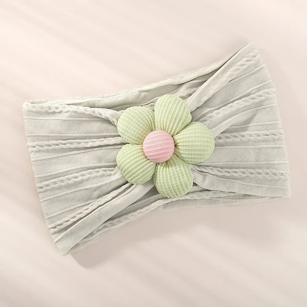 1Pc Baby Nylon Headscarf - Handgjorda blomhuvudband för nyfödda flickor, Toddler Elastic Hair Turban