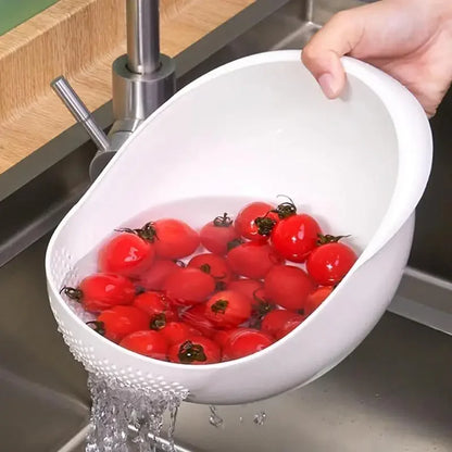 1PC Plastic Ris Sieve & Drain Basket med handtag – Multi-Purpose Kitchen Strainer Bowl för tvätt ris, grönsaker och frukter