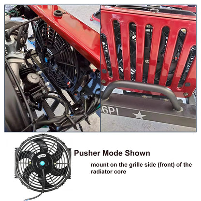 Universal 7/9/10/12/14/16 Inch 12V 80W kylarfläkt fläktblad – elektrisk luftkonditionering fläktsats 2100RPM