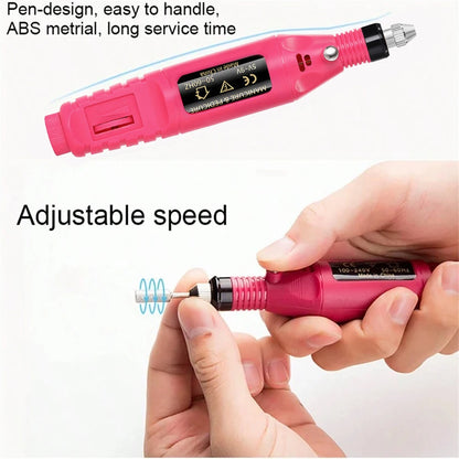 Bärbar professionell elektrisk spik borrmaskin - Manikyr & pedikyr borrset för hemmabruk och salong användning