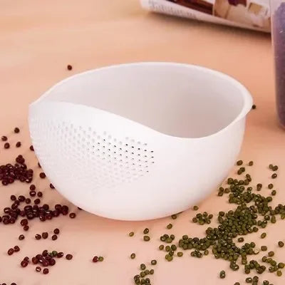 1PC Plastic Ris Sieve & Drain Basket med handtag – Multi-Purpose Kitchen Strainer Bowl för tvätt ris, grönsaker och frukter