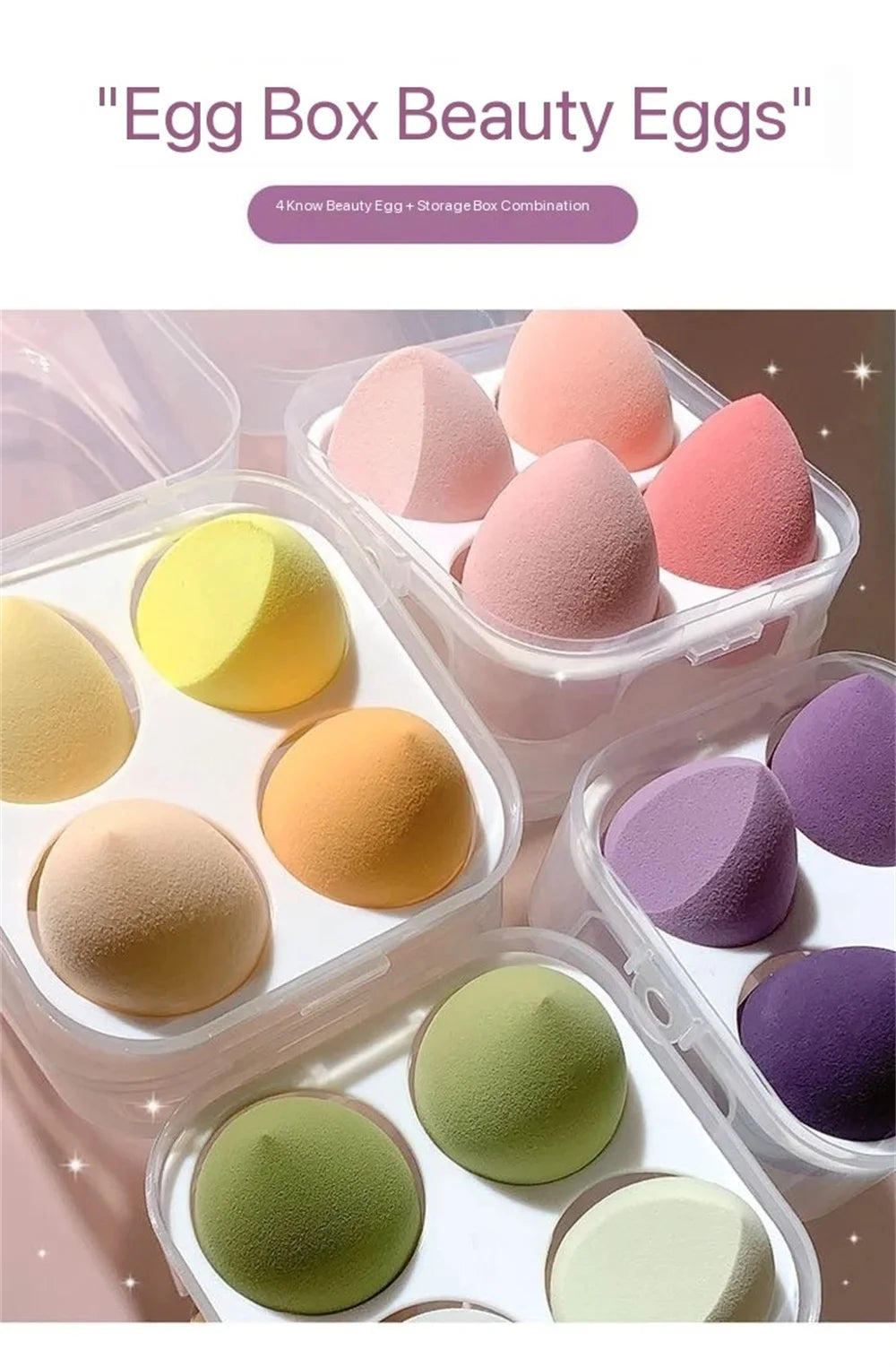 4PCS Makeup Sponge Blender Beauty Egg Cosmetic Puff – Soft Foundation & Powder Sponges för kvinnor, Professionella skönhetsverktyg