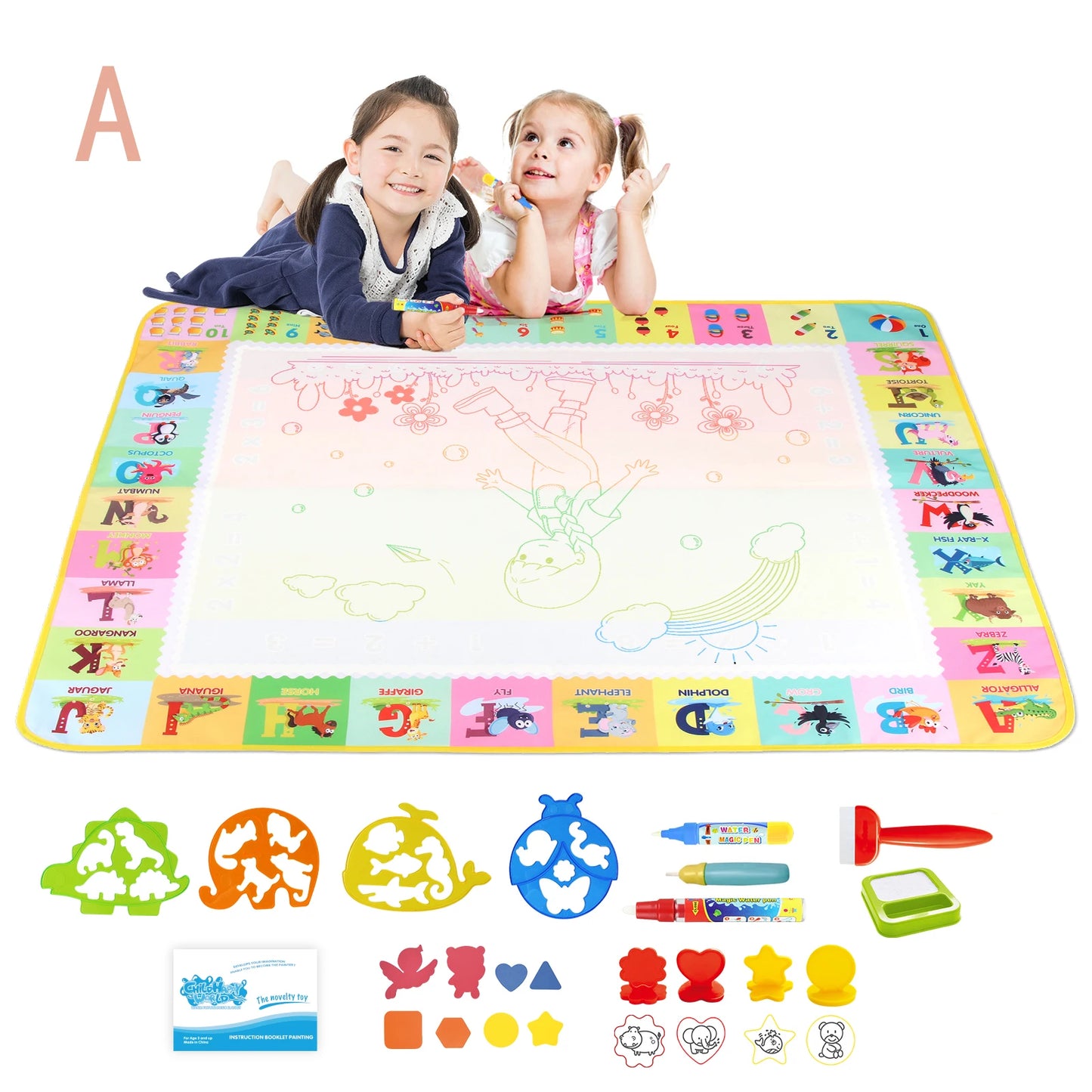 100x80CM Magic Water Drawing Mat – Reusable Doodle Board Montessori Educational Toy for Kids