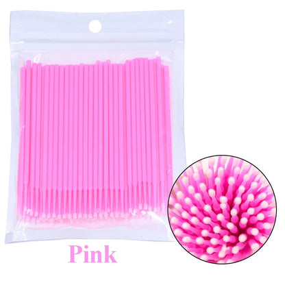 100PCS Eyelash Rengöringsborstar – Micro Cotton Swabs för Lash Extensions & Makeup Removal