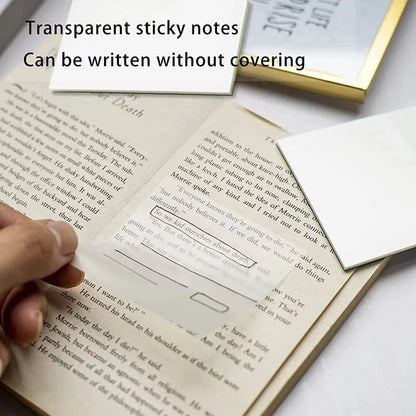 50 Plåt Transparent Sticky Notes – Vattentäta Meddelande & Signatur Stickers för Anteckningsböcker