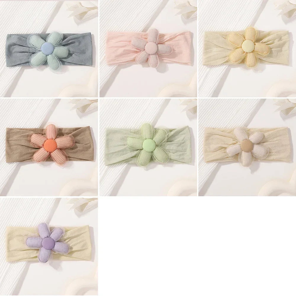 1Pc Baby Nylon Headscarf - Handgjorda blomhuvudband för nyfödda flickor, Toddler Elastic Hair Turban