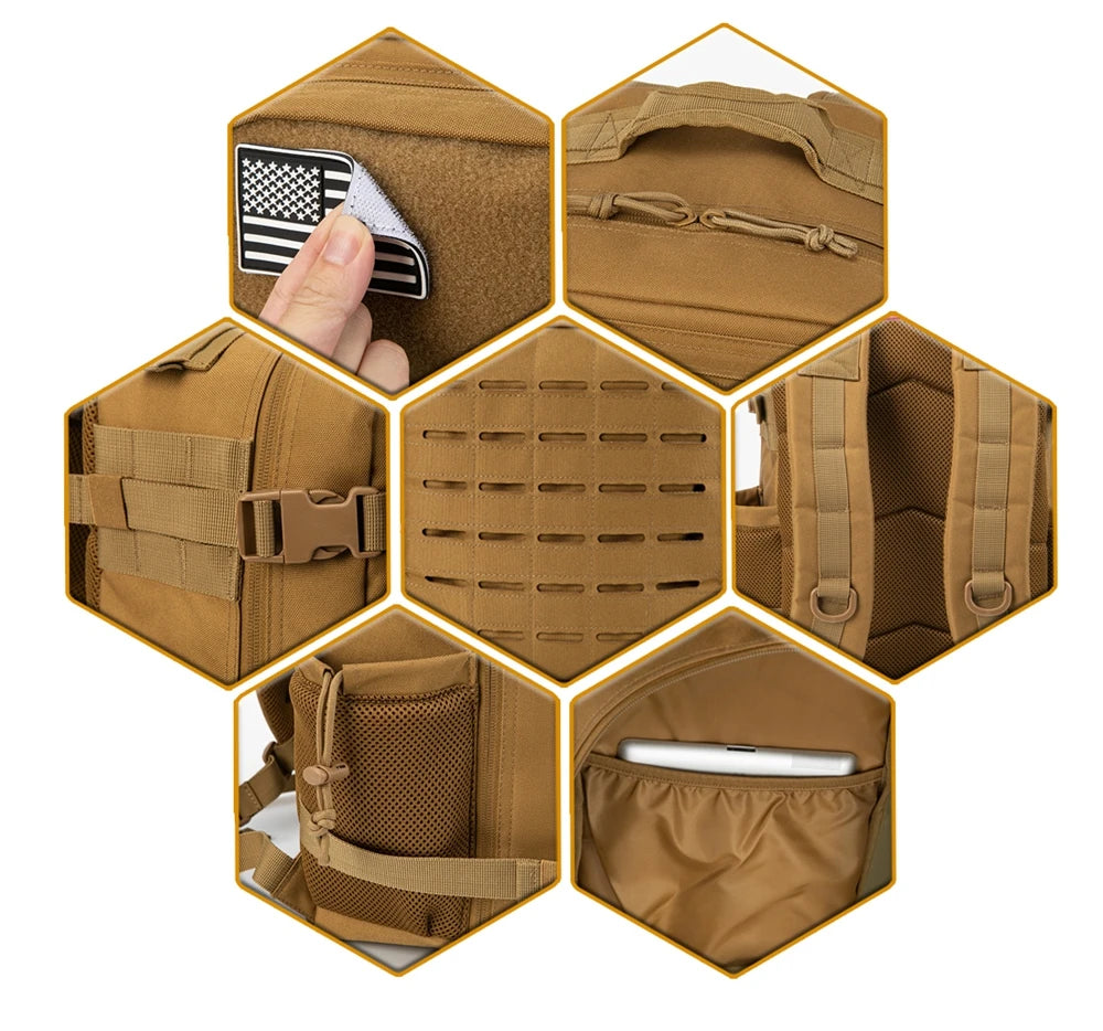 25L Taktisk Ryggsäck - Utomhus MOLLE ryggsäck för Fitness, Vandring & EDC