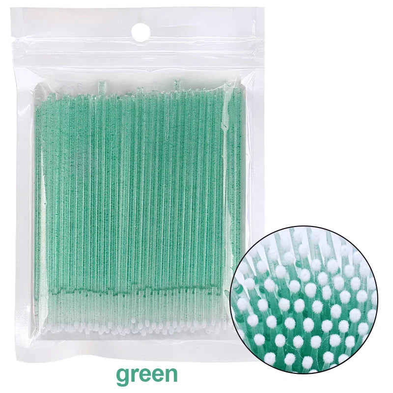 100PCS Eyelash Rengöringsborstar – Micro Cotton Swabs för Lash Extensions & Makeup Removal
