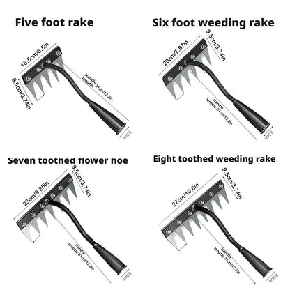 Carbon Steel Garden Weeding Rake – 5/6/7/8 Tandjordslossning & ogräsborttagningsverktyg för gård, trädgård och landskapsarkitektur