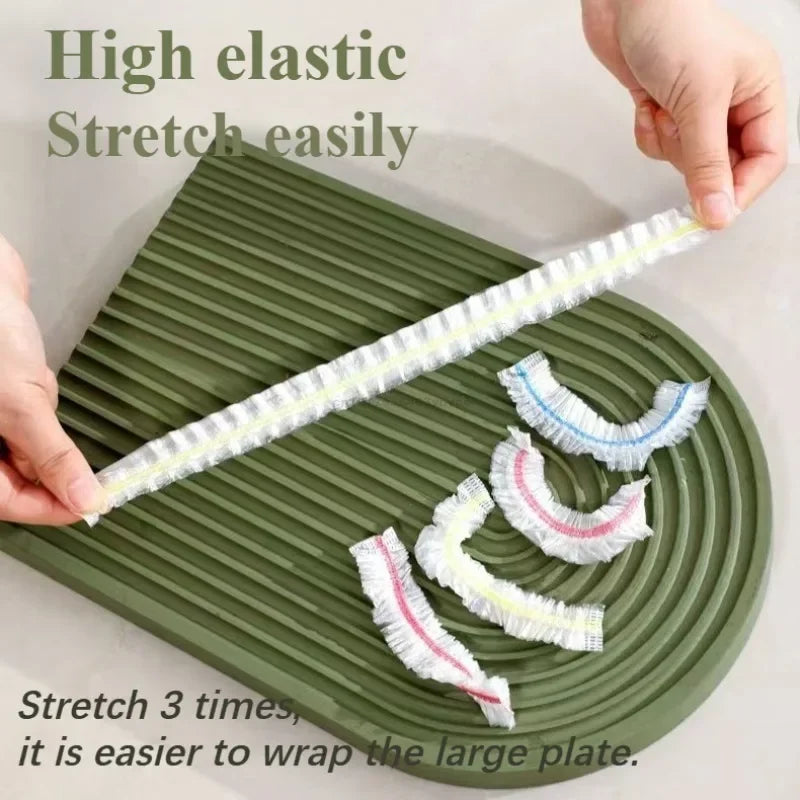 Färgstarka engångs och återanvändbara livsmedel täcker – Elastisk plast Wrap för skålar, frukt och livsmedel lagring