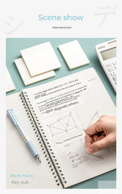 50 Plåt Transparent Sticky Notes – Vattentäta Meddelande & Signatur Stickers för Anteckningsböcker