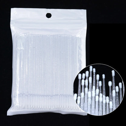 100PCS Eyelash Rengöringsborstar – Micro Cotton Swabs för Lash Extensions & Makeup Removal