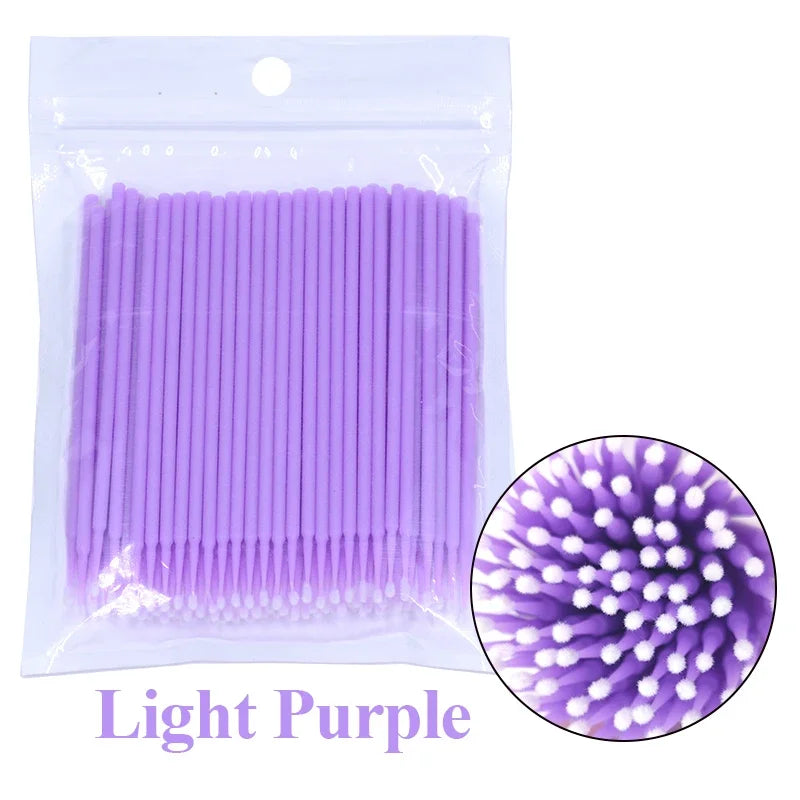 100PCS Eyelash Rengöringsborstar – Micro Cotton Swabs för Lash Extensions & Makeup Removal