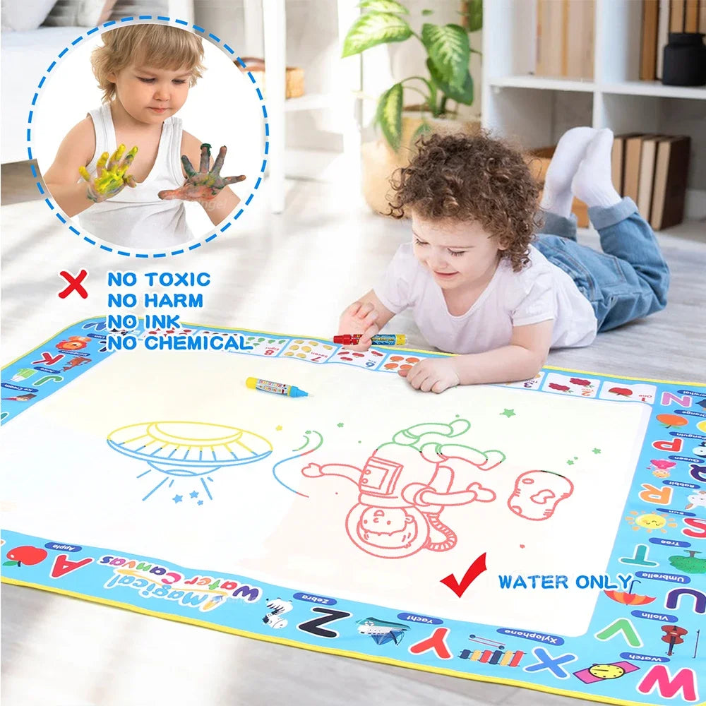 100x80CM Montessori Magic Drawing Board – Reusable Water Doodle Mat for Kids Educational Art & Pen Control Training