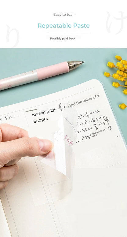 50 Plåt Transparent Sticky Notes – Vattentäta Meddelande & Signatur Stickers för Anteckningsböcker