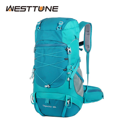WESTTUNE 50L Vattentät Vandring Ryggsäck med regnskydd – Multifunktionell Outdoor Travel & Mountaining Bag