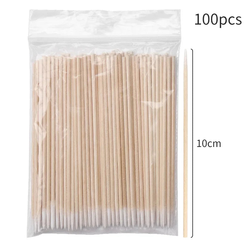100PCS Eyelash Rengöringsborstar – Micro Cotton Swabs för Lash Extensions & Makeup Removal