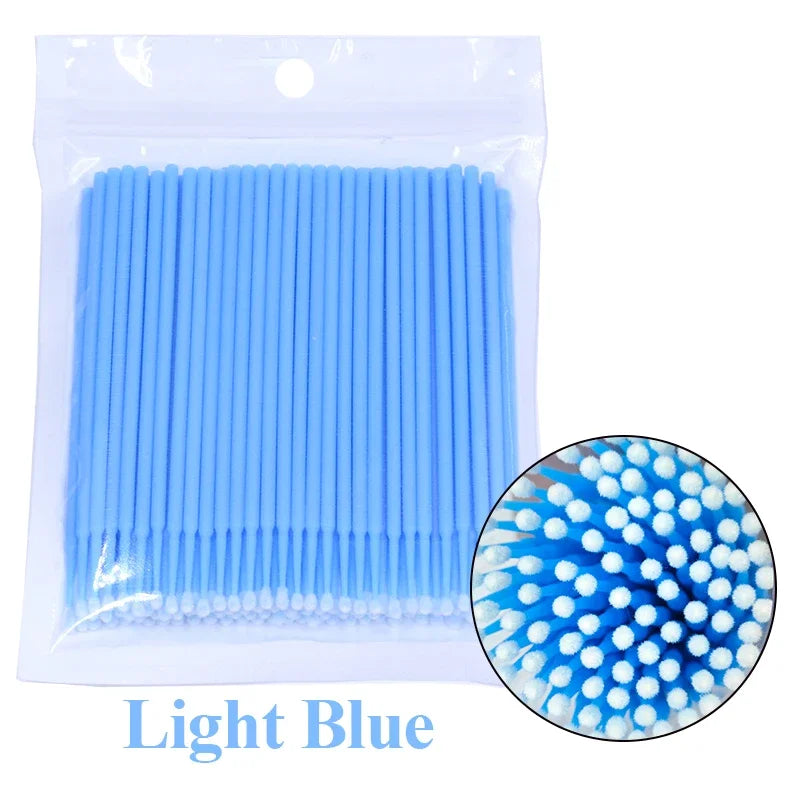 100PCS Eyelash Rengöringsborstar – Micro Cotton Swabs för Lash Extensions & Makeup Removal
