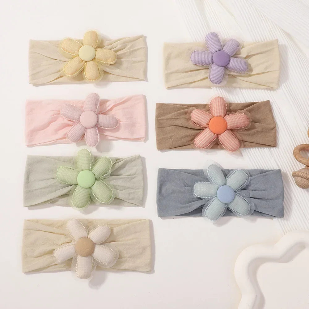 1Pc Baby Nylon Headscarf - Handgjorda blomhuvudband för nyfödda flickor, Toddler Elastic Hair Turban