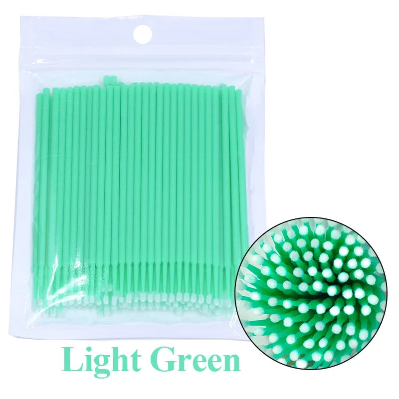 100PCS Eyelash Rengöringsborstar – Micro Cotton Swabs för Lash Extensions & Makeup Removal