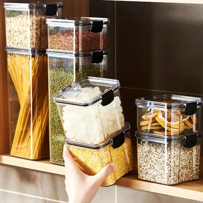 1PC Lufttæt forseglet opbevaringskrukke • Plastkorn, Pasta & krydderier Container • Fugt-Proof Kitchen Organizer Box