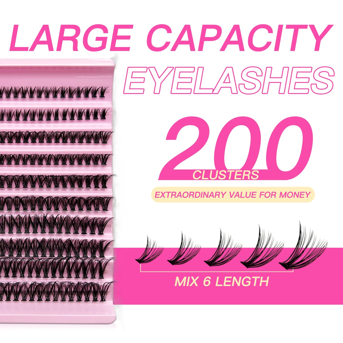 MAN!JE=SEN DIY Eyelash Extension Kit 200PCS Lash Clusters med Lash Bond & Seal, Professionelle Makeup Tools til limning Lashes
