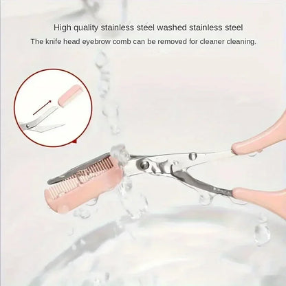 3-piece Eyebrow Trimmer sæt ! Rustfrit stål saks, Comb & Shaver for Eyelash og begynder Makeup, Precision Removal tilbehør