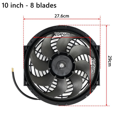 Universal 7/9/10/12/14/16 Inch 12V 80W kylarfläkt fläktblad – elektrisk luftkonditionering fläktsats 2100RPM