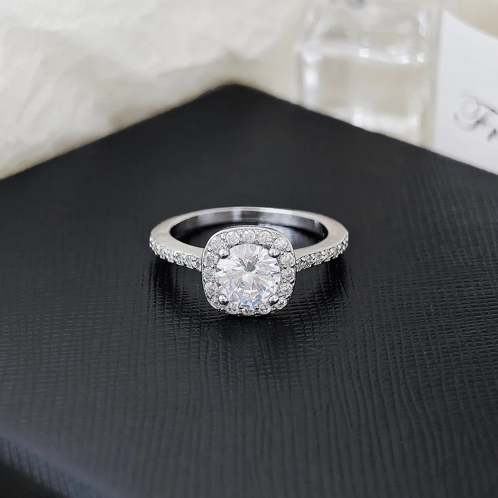 Moonso Luksus Pude Sølv Farve Engagement Ring for kvinder Elegant Zircon Designer Smykker gave R5604