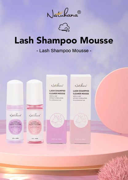 Natuhana 60ml Eyelash Extension Shampoo Mousse Lash Rengøringsskum for falske øjenvipper, skånsomt & ikke- irriterende makeup værktøj