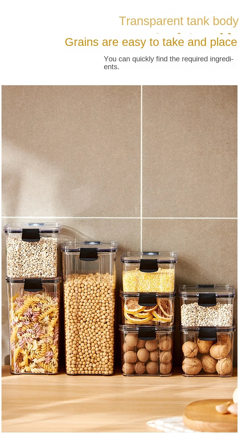 1PC Lufttæt forseglet opbevaringskrukke • Plastkorn, Pasta & krydderier Container • Fugt-Proof Kitchen Organizer Box