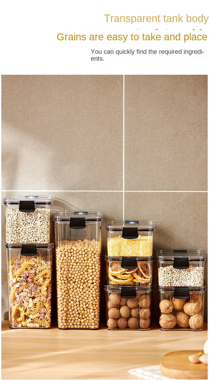 1PC Lufttæt forseglet opbevaringskrukke • Plastkorn, Pasta & krydderier Container • Fugt-Proof Kitchen Organizer Box