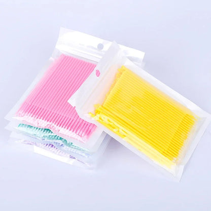 100PCS Eyelash Rengöringsborstar – Micro Cotton Swabs för Lash Extensions & Makeup Removal