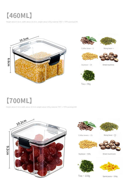 1PC Lufttæt forseglet opbevaringskrukke • Plastkorn, Pasta & krydderier Container • Fugt-Proof Kitchen Organizer Box