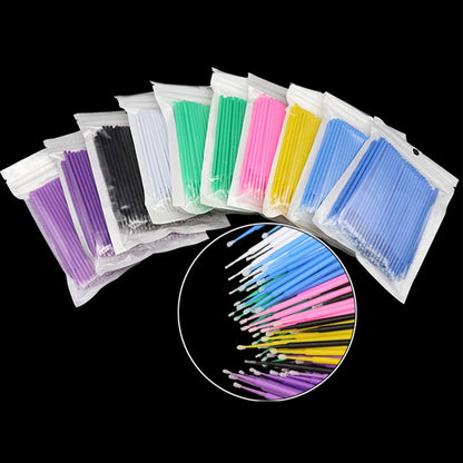 100PCS Eyelash Rengöringsborstar – Micro Cotton Swabs för Lash Extensions & Makeup Removal