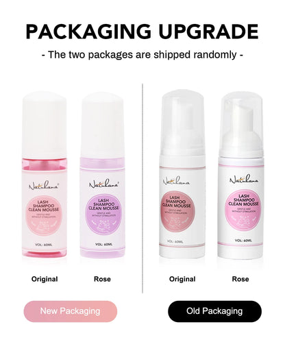 Natuhana 60ml Eyelash Extension Shampoo Mousse Lash Rengøringsskum for falske øjenvipper, skånsomt & ikke- irriterende makeup værktøj